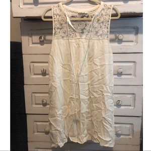 Boutique Lace Shift Dress with Front Tassels